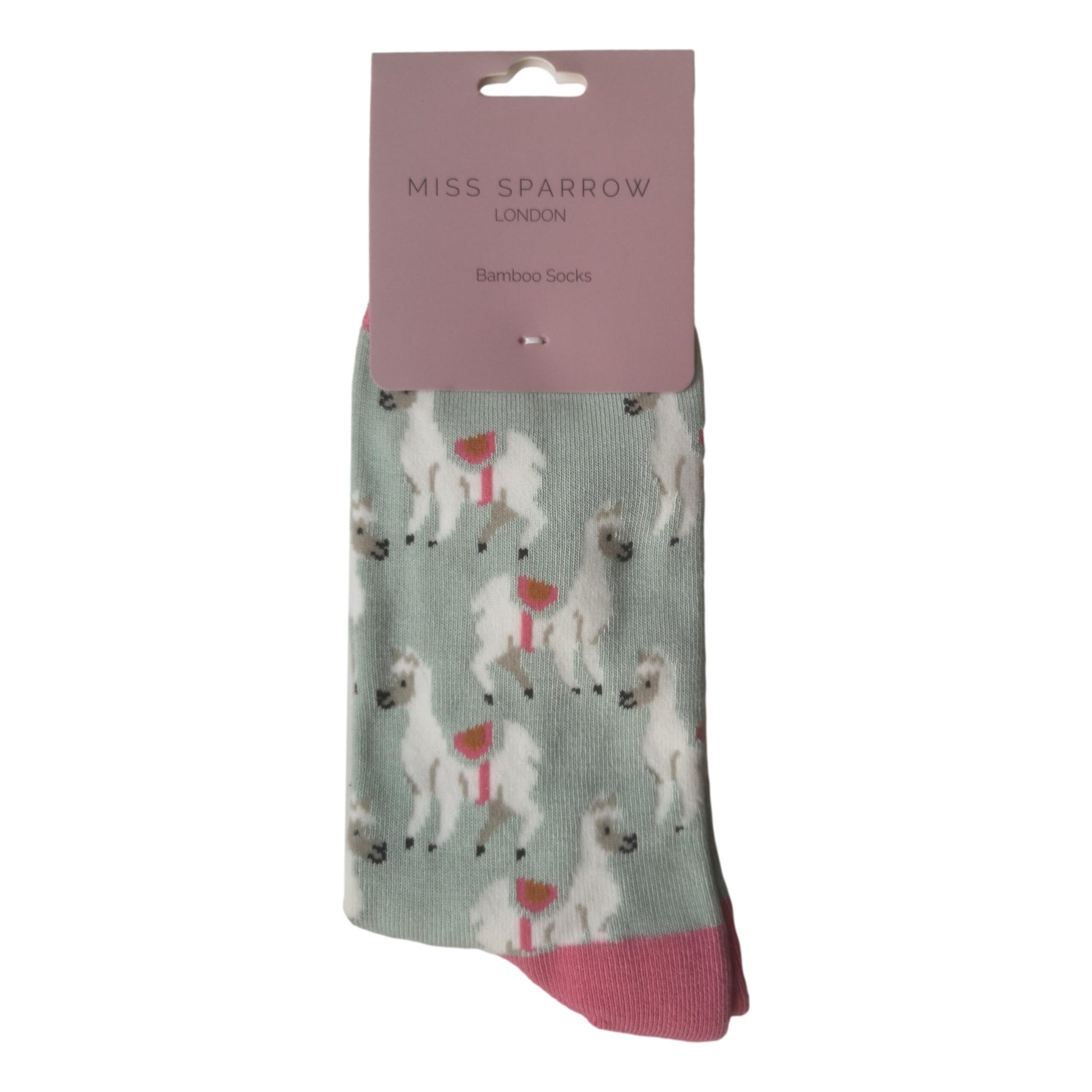 Llamas on Duck Egg Womens Novelty Ankle Socks Adult One Size image 1
