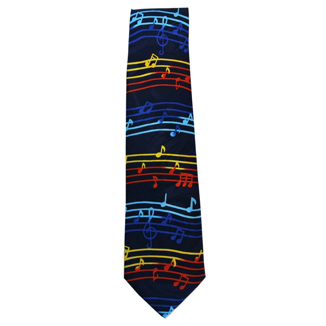 Rainbow Music Notes Stave Repeating Sleeved Polyester Novelty Tie image 1