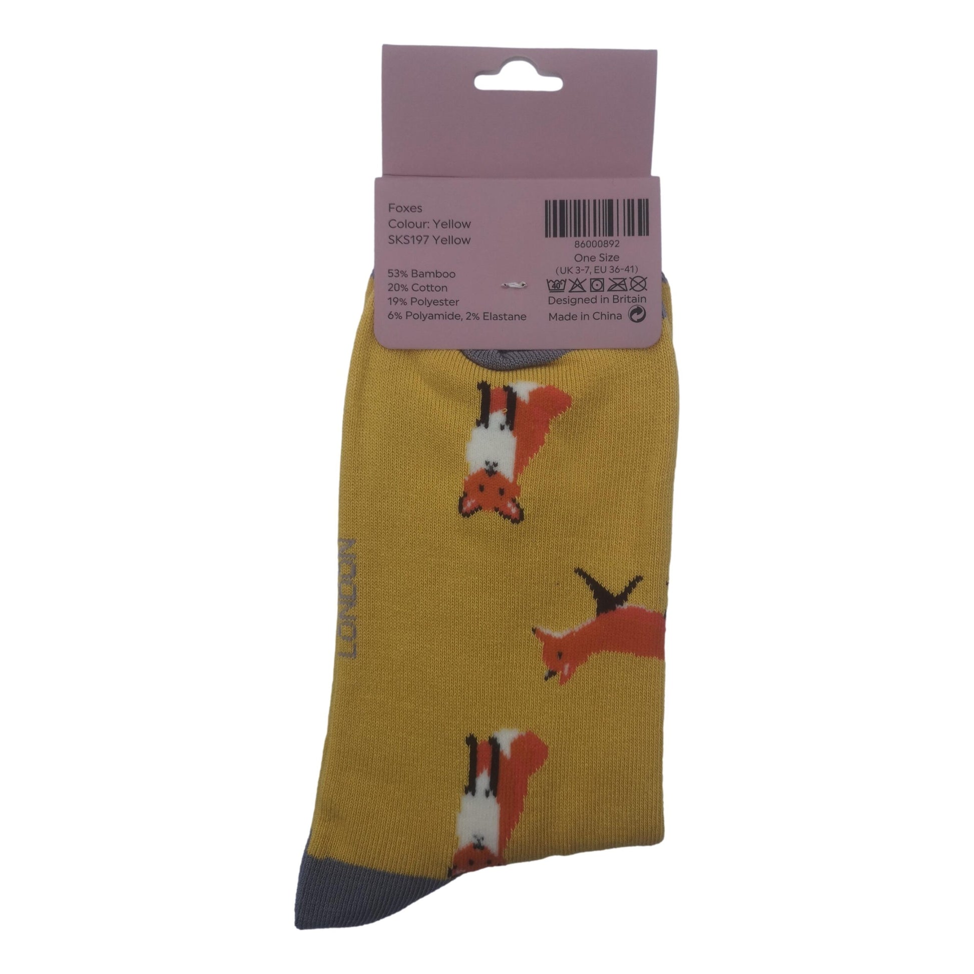 Foxes on Yellow Womens Novelty Ankle Socks Adult One Size image 2