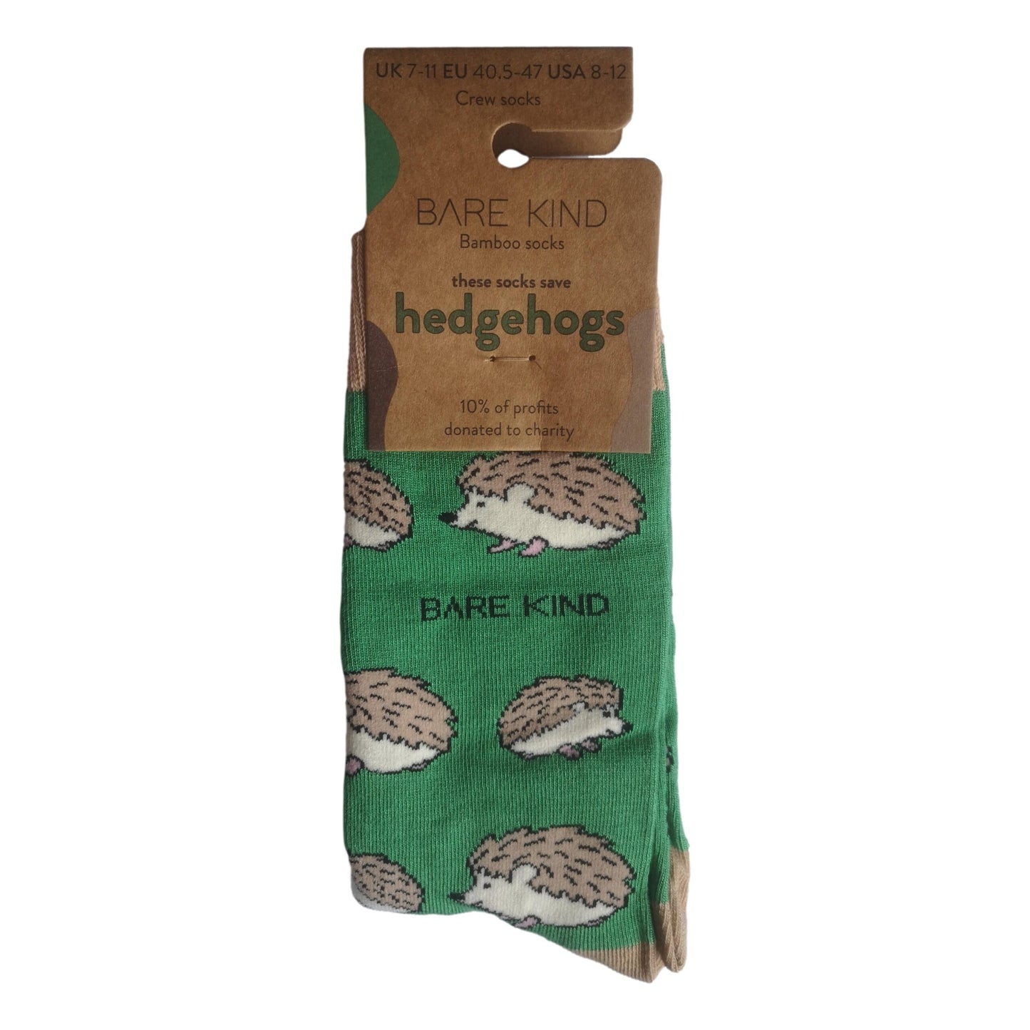 Save The Hedgehogs Green Unisex Novelty Ankle Socks Adult One Size image 1