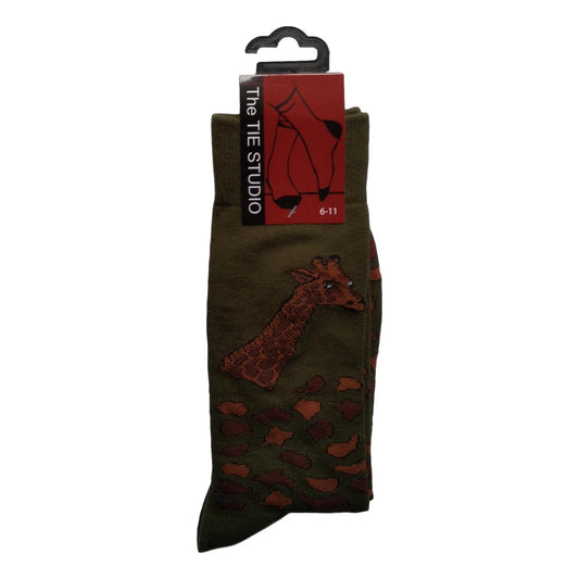 Giraffe Head dark green Unisex Novelty Ankle Socks Adult Size 6-11 image 0