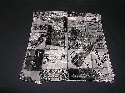 Black on White Music Notation and Instruments Satin stripe Scarf image 0