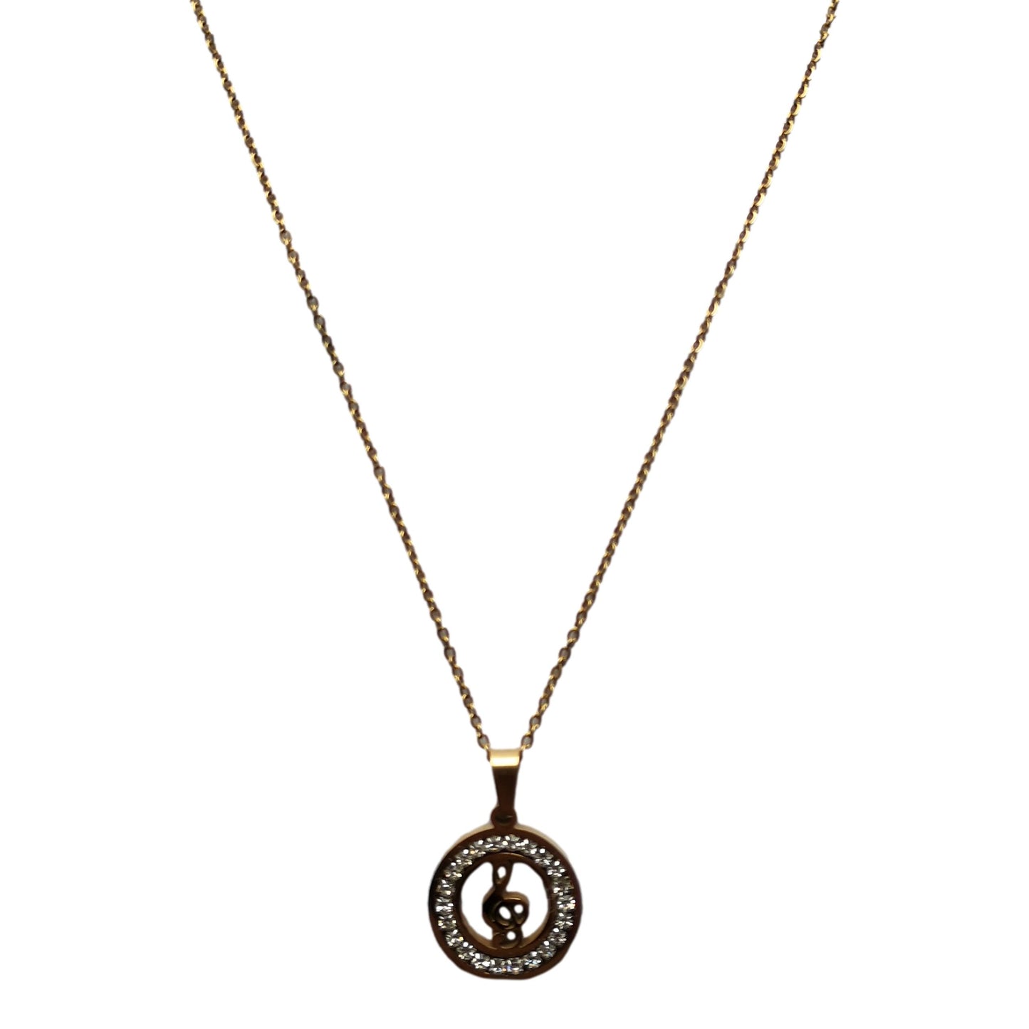 Encircled Treble Clef diamante crystal rose gold-plated pendant image 0