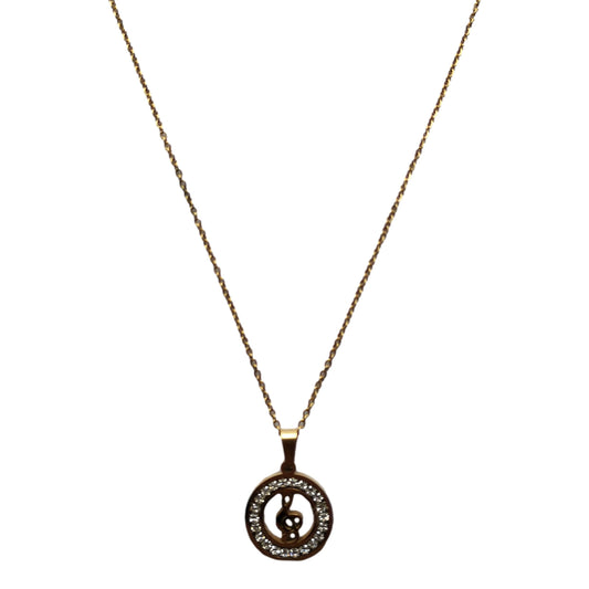 Encircled Treble Clef diamante crystal rose gold-plated pendant image 0