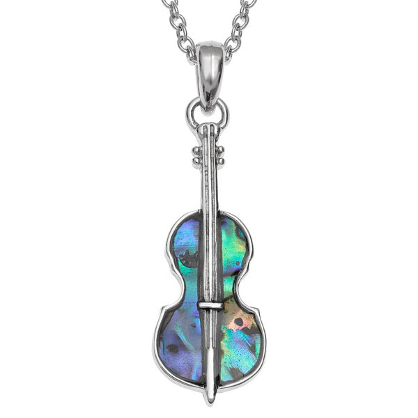 Cello Paua shell rhodium-plated pendant image 0