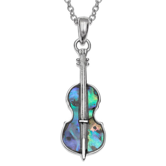 Cello Paua shell rhodium-plated pendant image 0