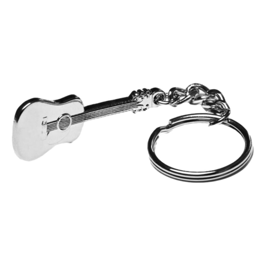 Acoustic Guitar polished silver-plated keyring image 0