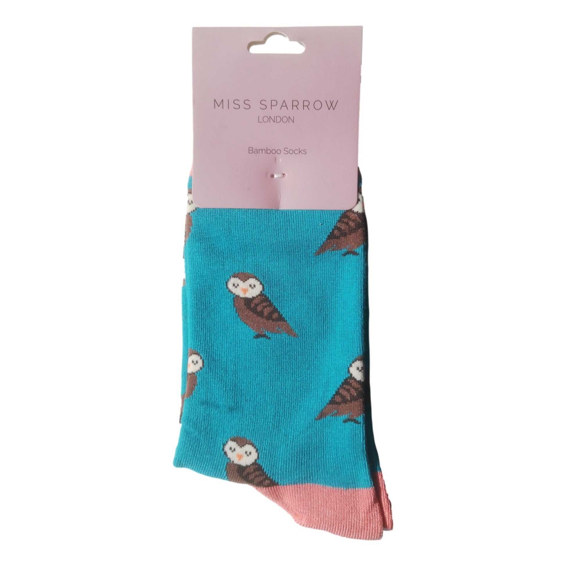 Cute Owls on Turquoise Womens Novelty Ankle Socks Adult One Size image 1