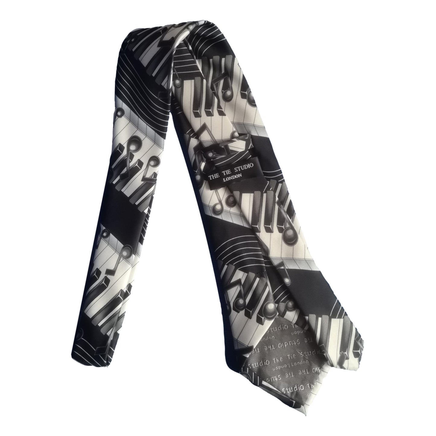 Music Notes on Piano Keyboard steps 100% Polyester Classic Tie Musician Teacher Gift image 2