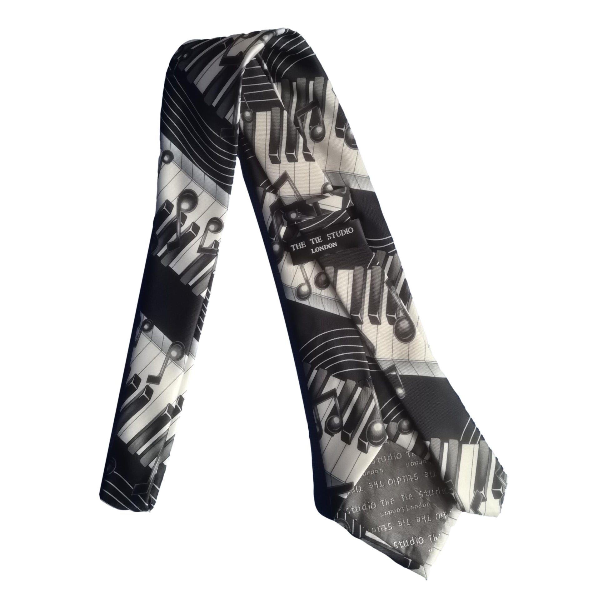 Music Notes on Piano Keyboard steps 100% Polyester Classic Tie Musician Teacher Gift image 2