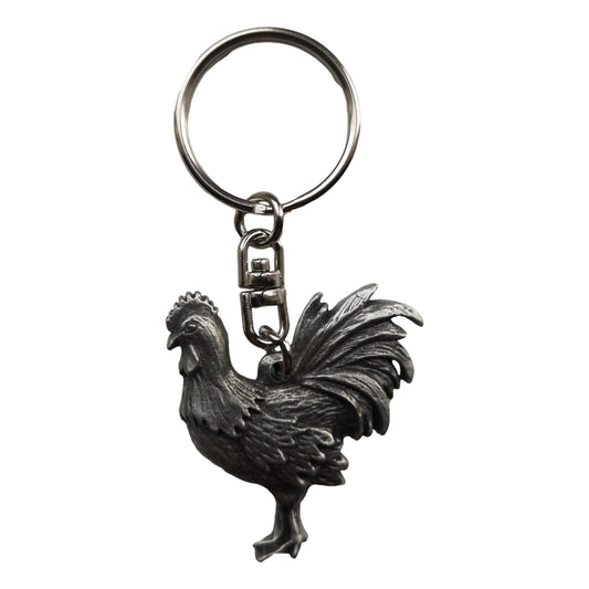 Cockerel pewter metal keyring image 0