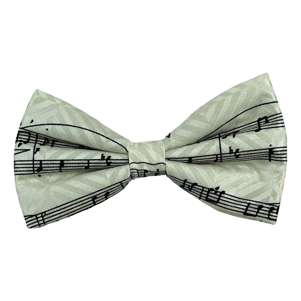 Music Stave White Fancy Silk Bow Tie image 0