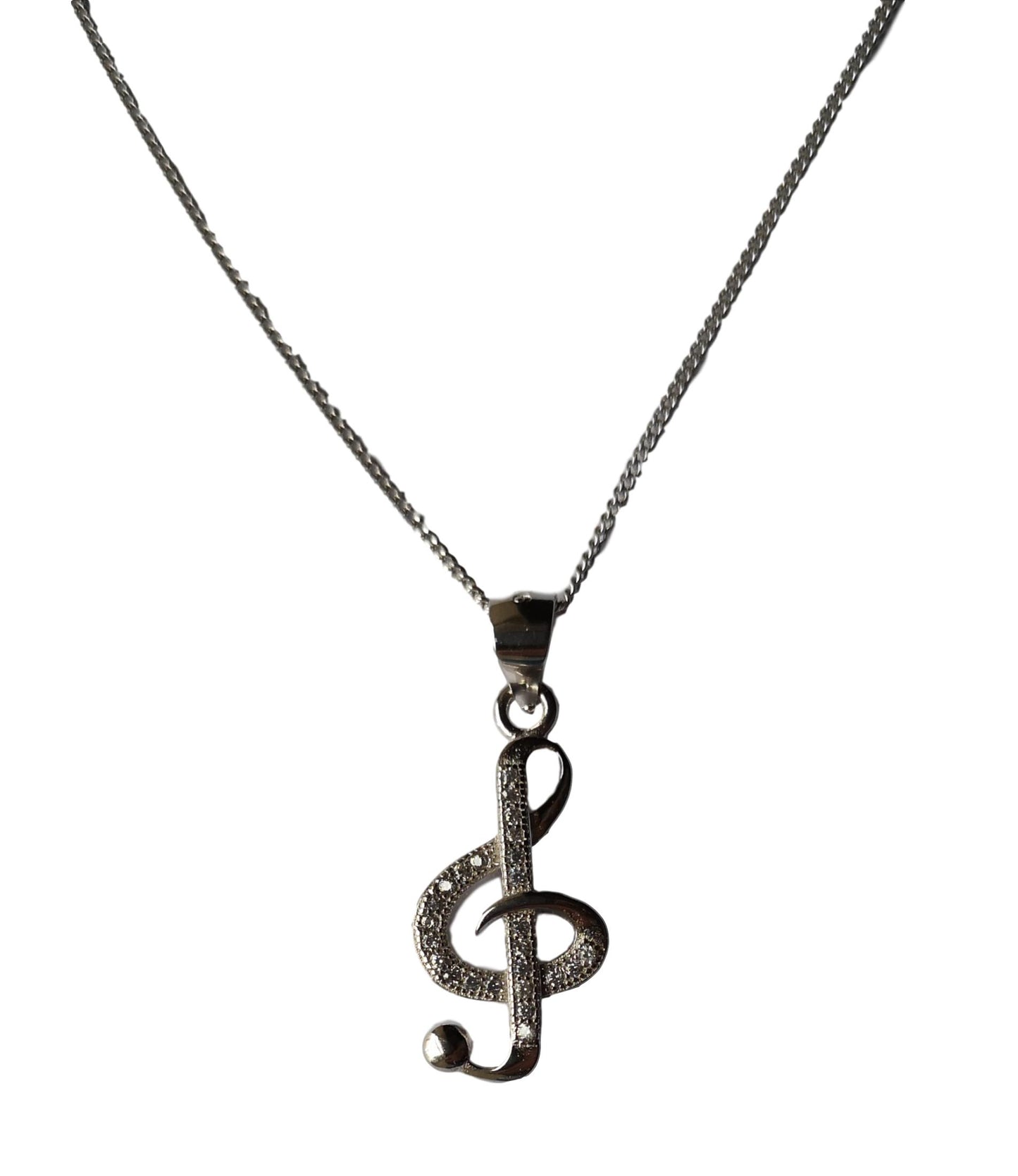 Treble Clef diamante sterling silver pendant image 0