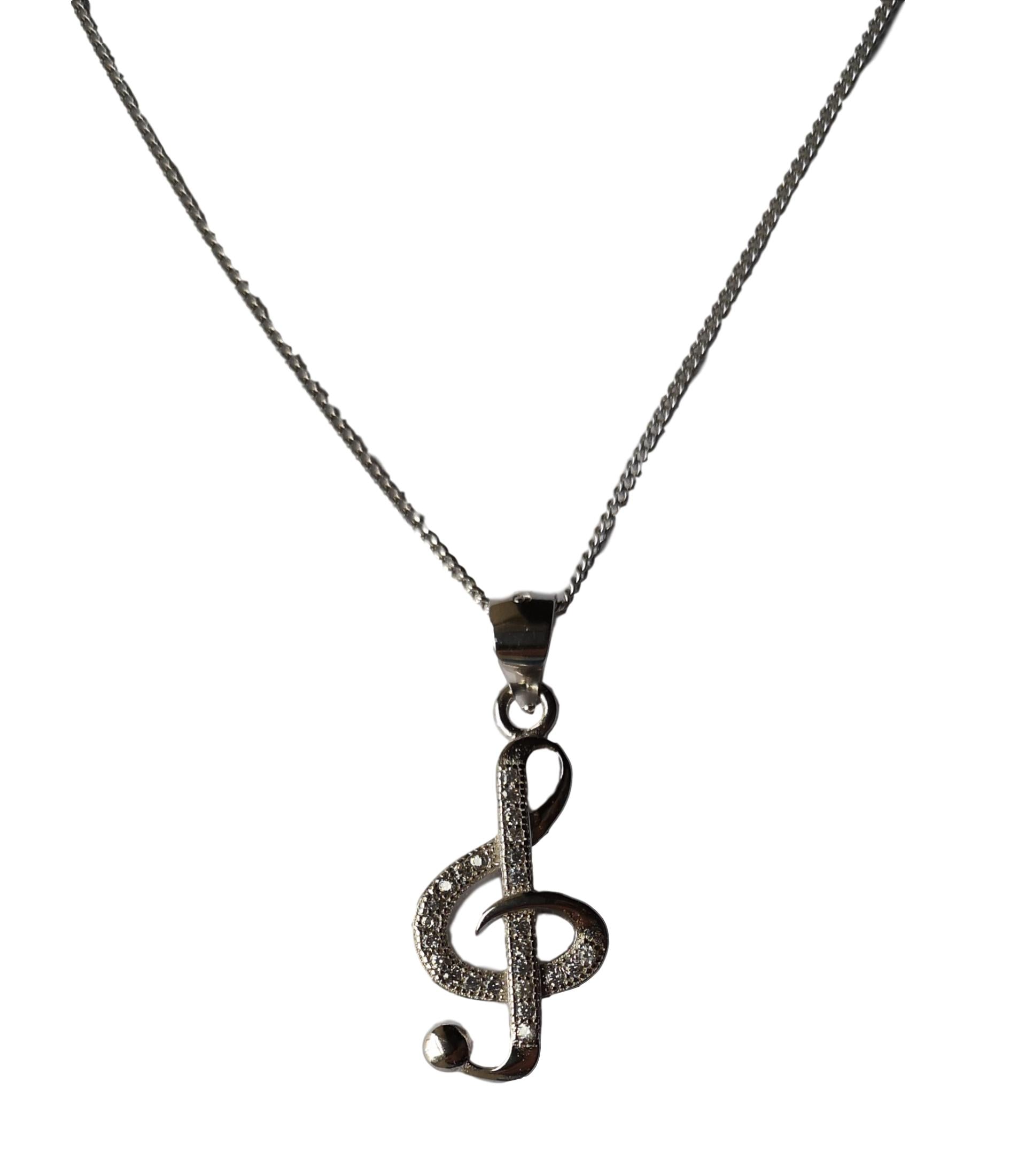 Treble Clef diamante sterling silver pendant image 0