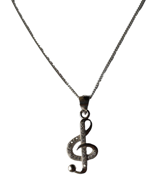 Treble Clef diamante sterling silver pendant image 0