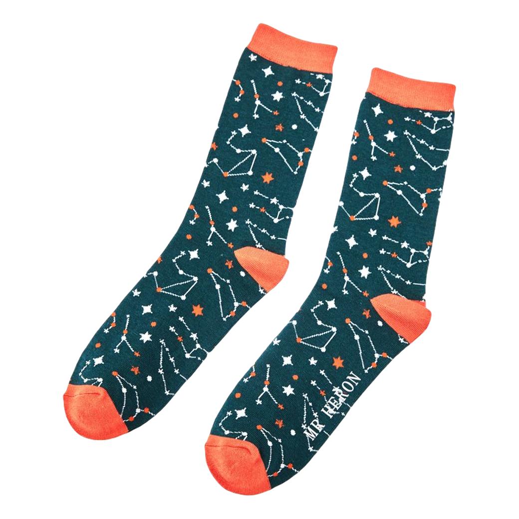 Constellations Star Signs Bottle Green Mens Novelty Ankle Socks Adult One Size image 0