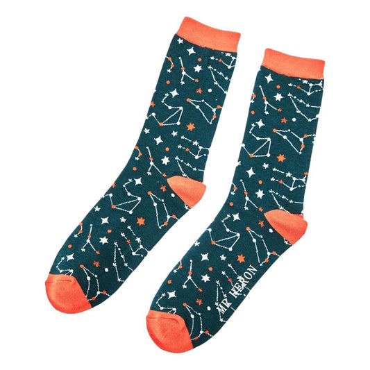 Constellations Star Signs Bottle Green Mens Novelty Ankle Socks Adult One Size image 0