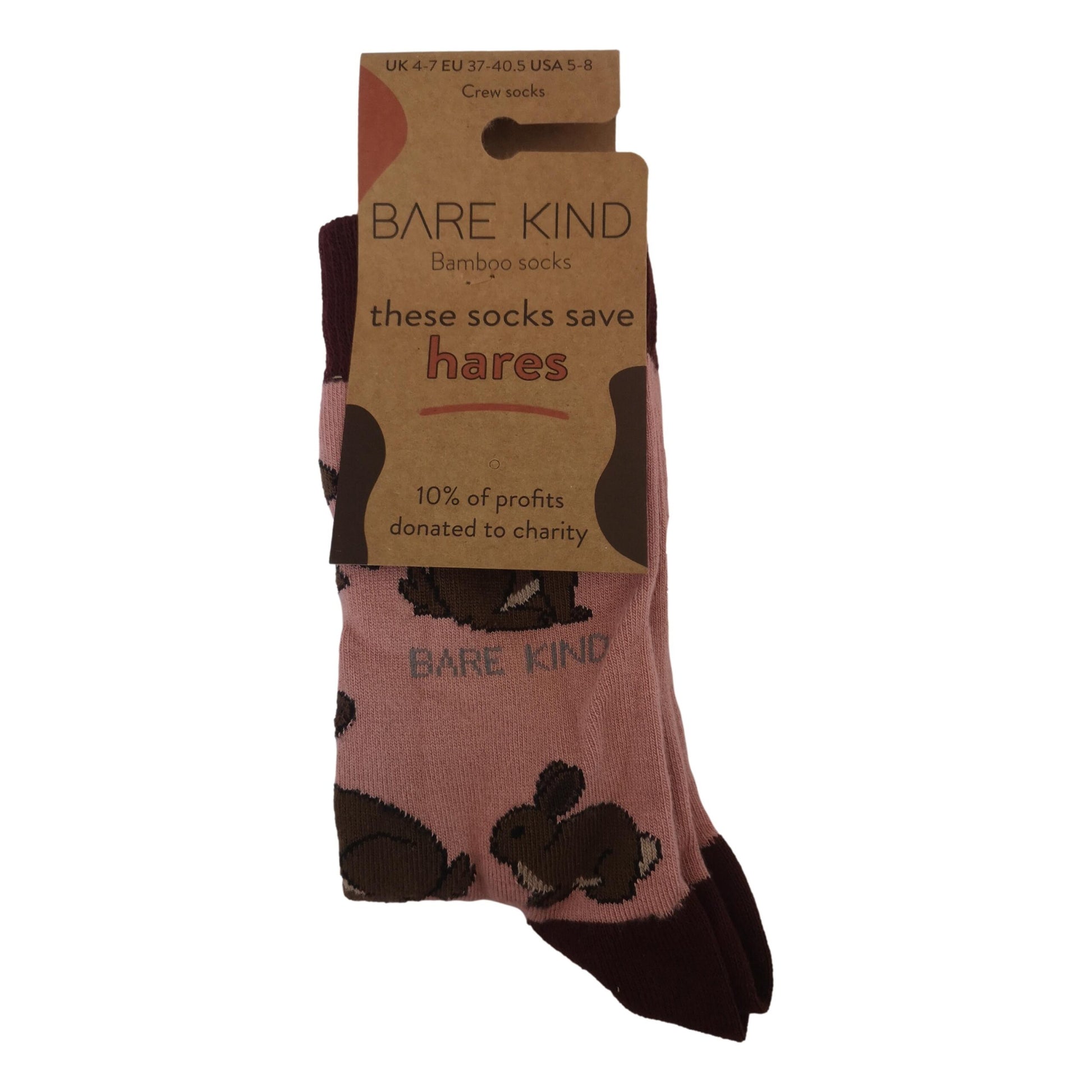 Save The Hares Pink Unisex Novelty Ankle Socks Adult UK Size 4-7 image 1