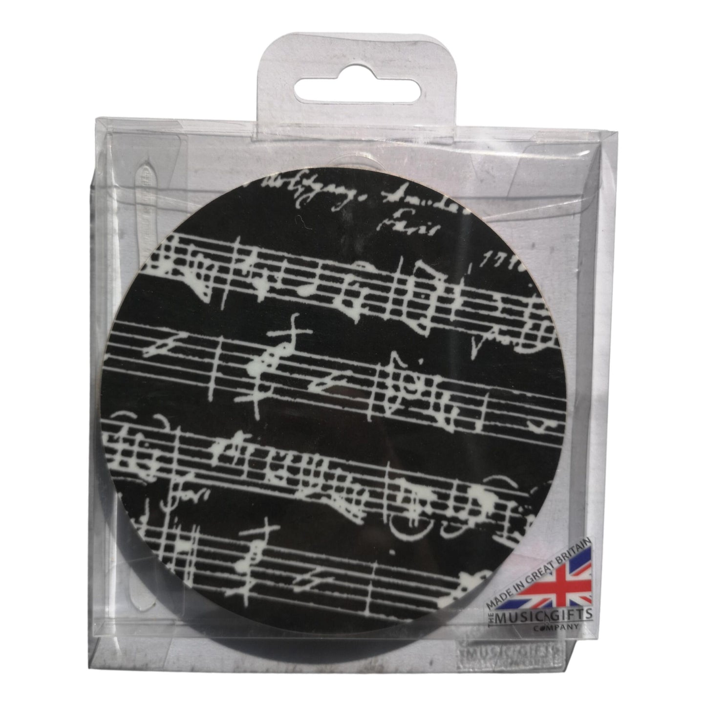 A pair of black Mozart Music Manuscript Mug Mats image 1