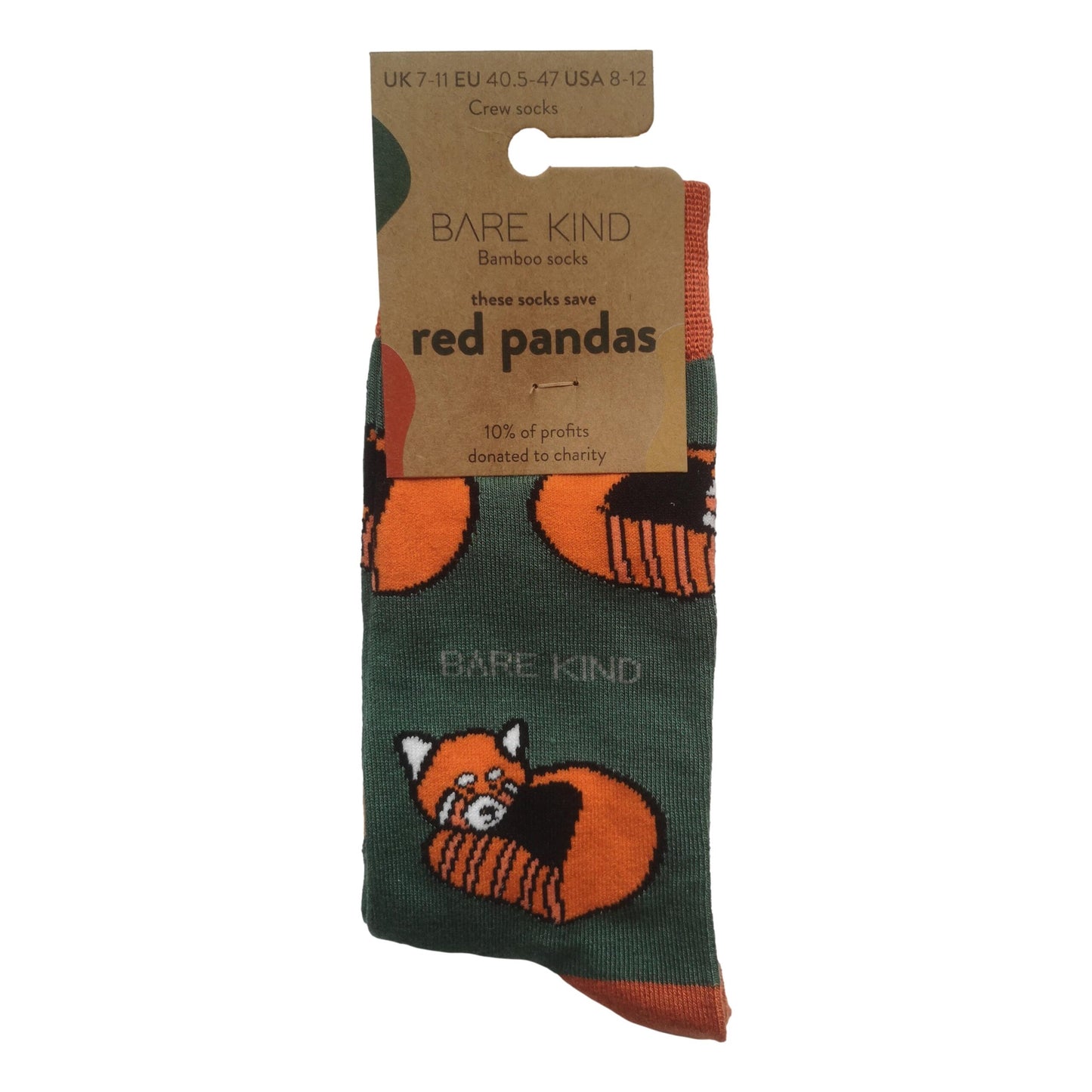 Save The Red Pandas Green Unisex Novelty Ankle Socks Adult UK Size 7-11 image 2