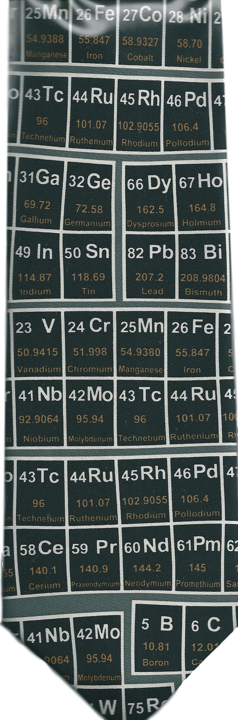 Periodic Table Chemistry Science Metal Gas Liquid Elements sleeved 100% Silk Tie image 0