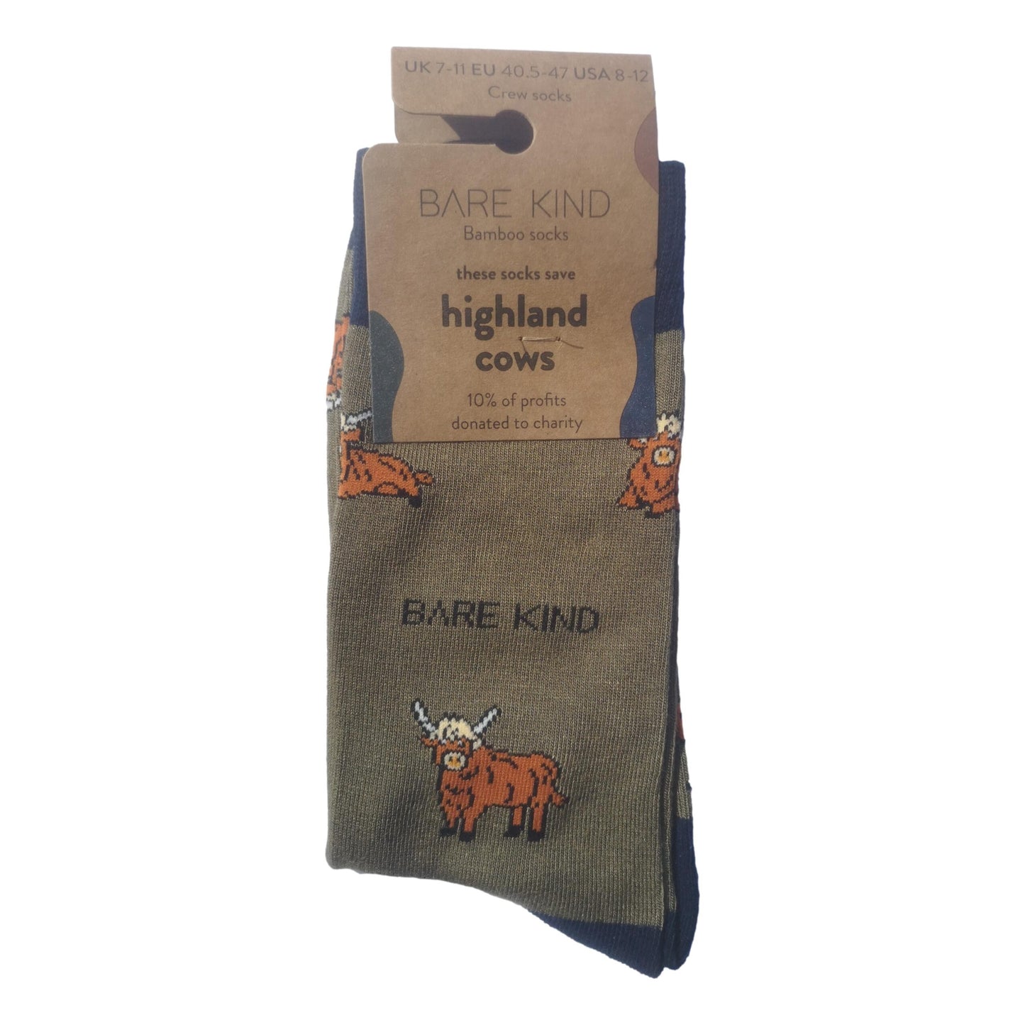 Save The Highland Cows Green Unisex Novelty Ankle Socks Adult Size 7-11 image 1