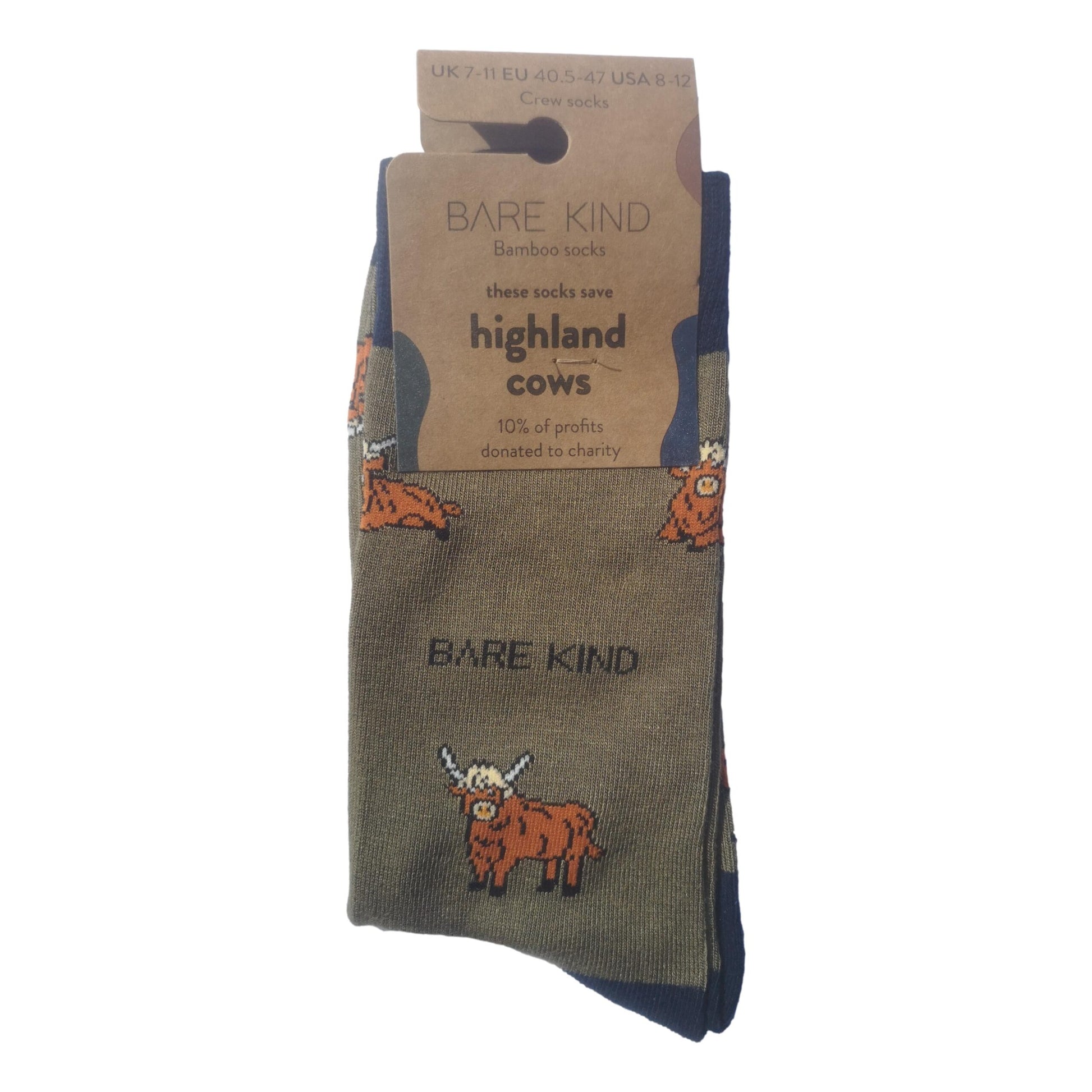 Save The Highland Cows Green Unisex Novelty Ankle Socks Adult Size 7-11 image 1