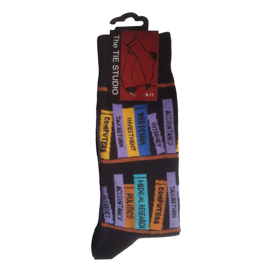 Profession Books on Black Unisex Novelty Ankle Socks Adult Size 6-11 image 0