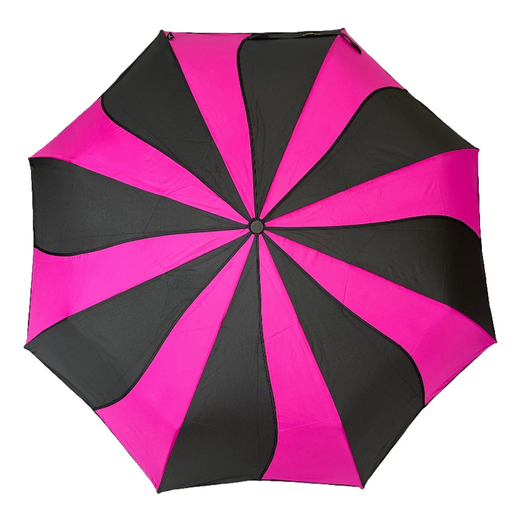 Everyday Swirl Pink/Black Folding Umbrella Lightweight image 0