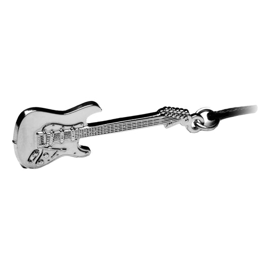 Electric Guitar silver-plated black cord pendant image 0