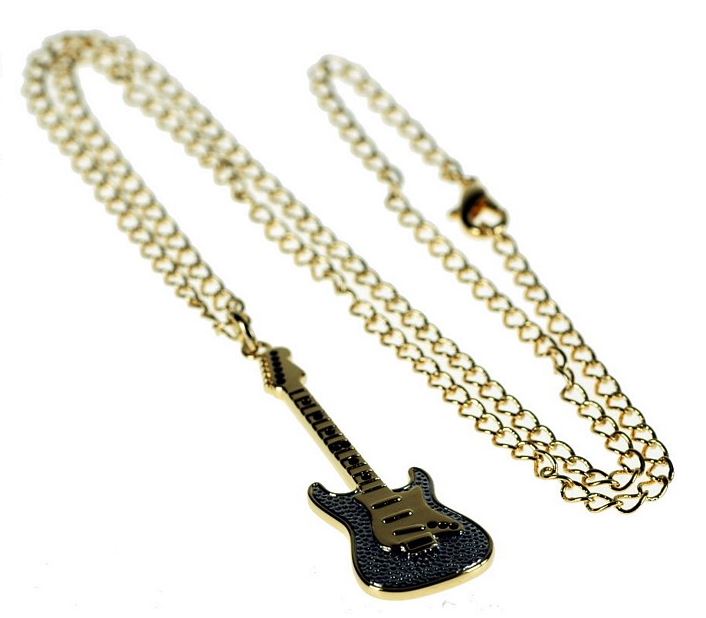 Electric Guitar gold-plated diamante pendant image 1