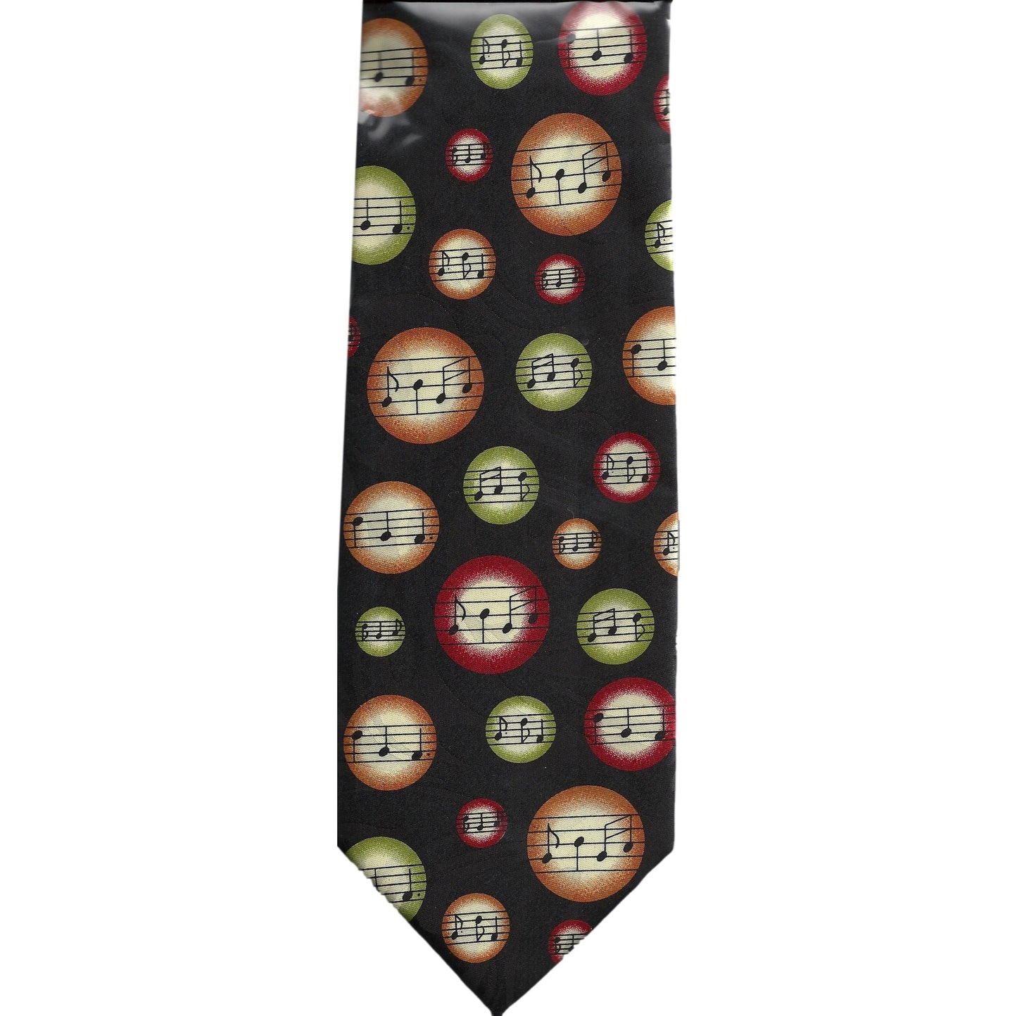 Music in Coloured Spheres Black Polyester Novelty Tie Student Teacher Musician image 0