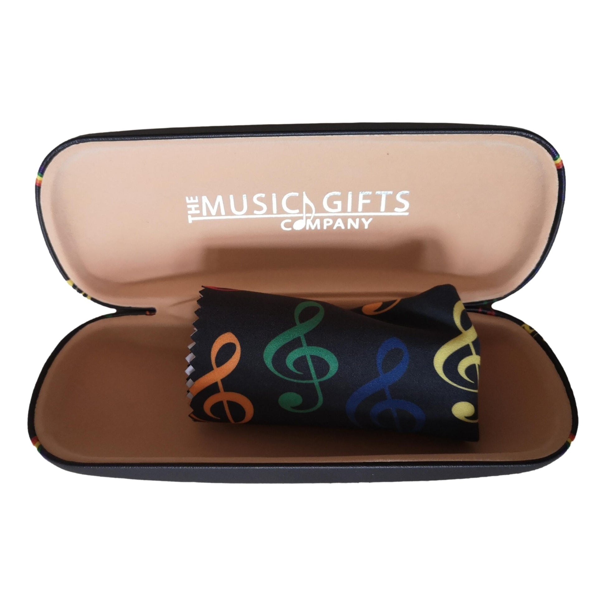Coloured Treble Clefs LBGTQ+ Music Black Flock-lined Glasses Case image 1