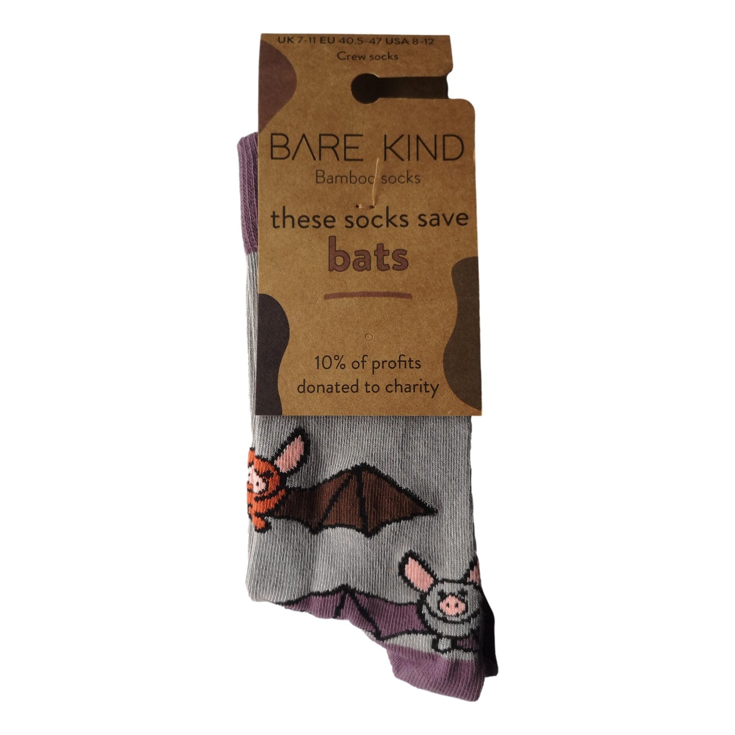 Save The Bats Grey Unisex Novelty Ankle Socks Adult One Size image 1