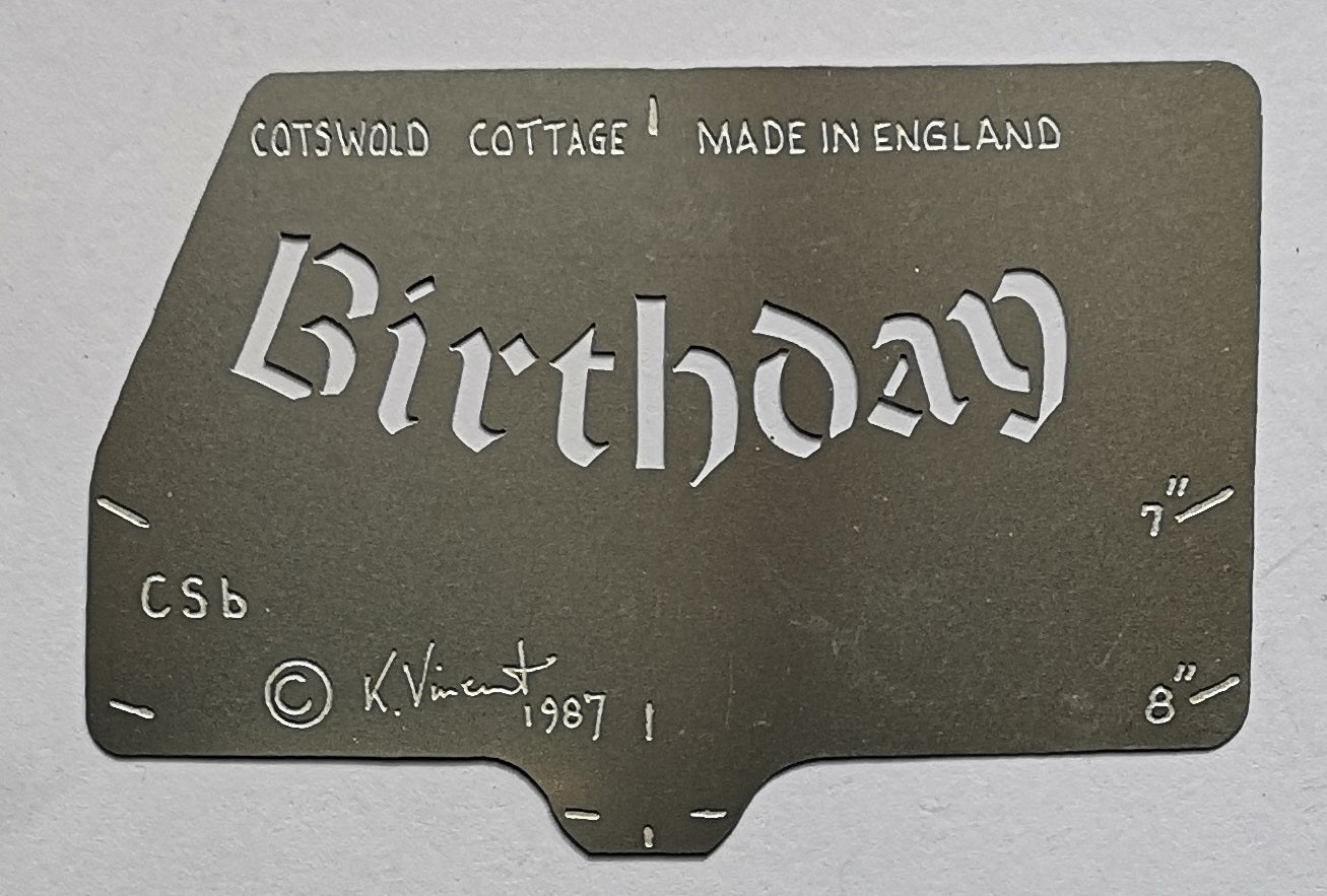 Stainless steel CSb curved Birthday cake decorating / card making stencil image 0