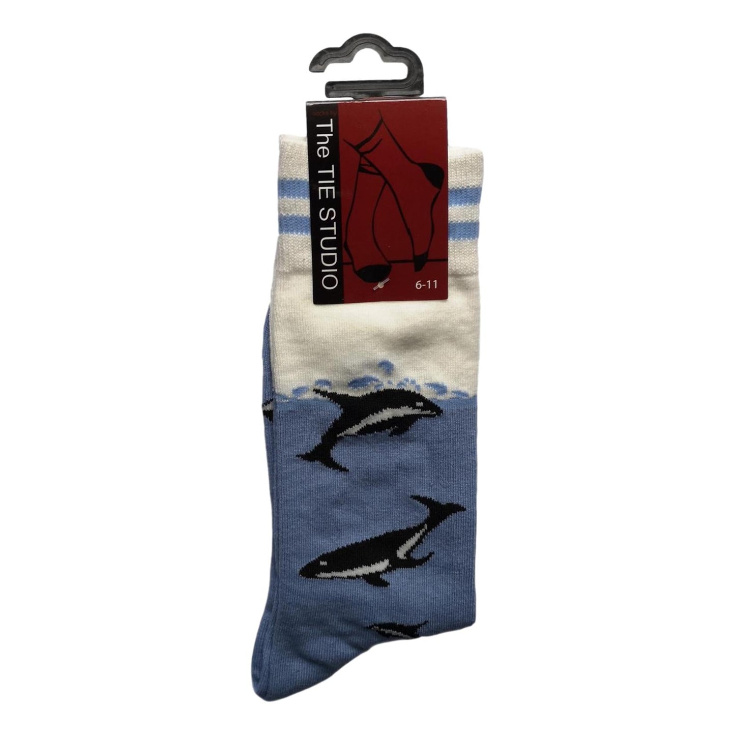 Dolphins in pale blue Ocean Unisex Novelty Ankle Socks Adult Size 6-11 image 0