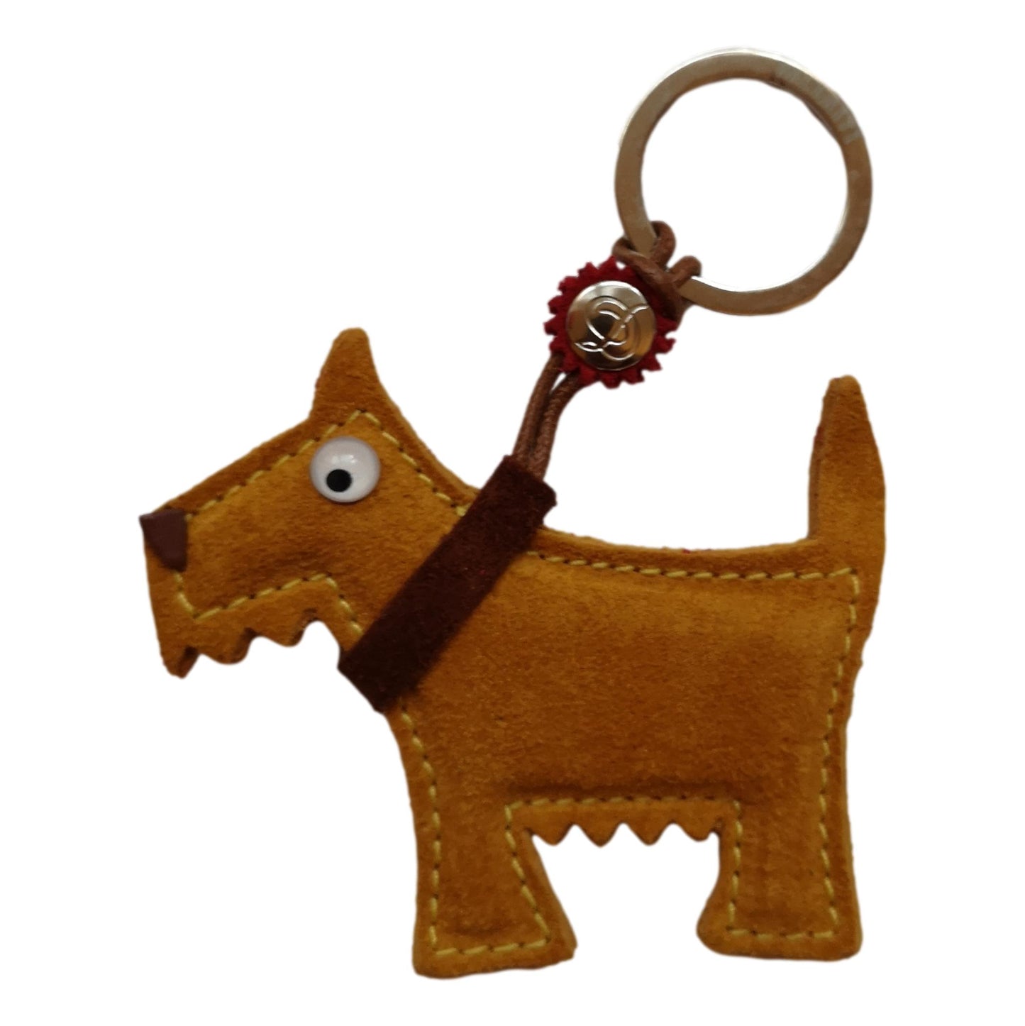 Terrier Dog Italian Leather and Suede keyring image 0