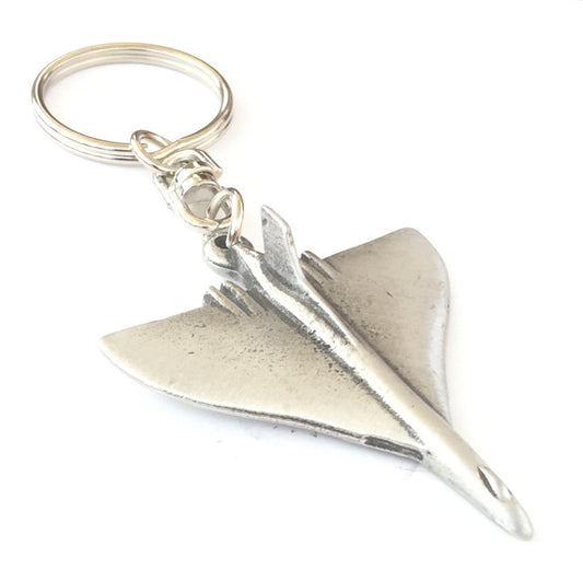Avro Vulcan Bomber Aircraft grey pewter keyring with black velveteen pouch image 0