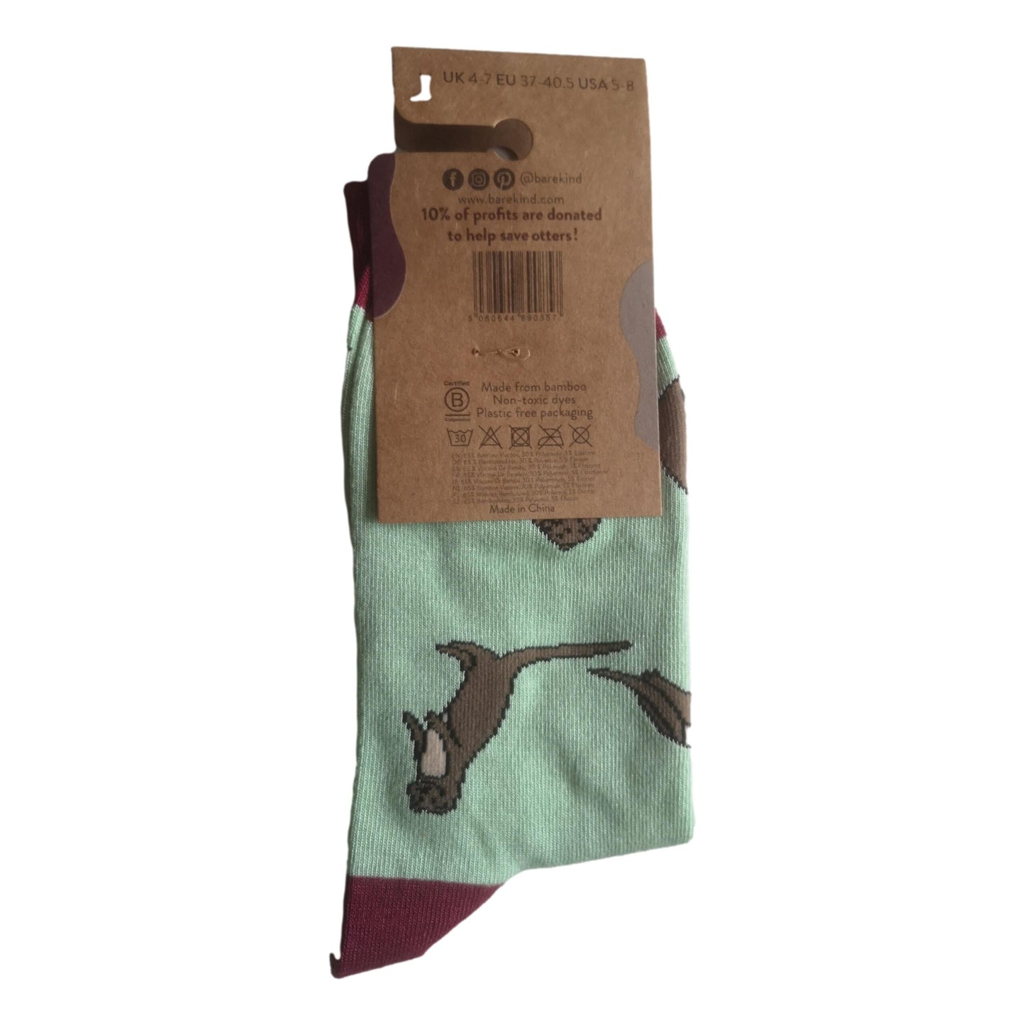 Save The Otters Green Unisex Novelty Ankle Socks Adult UK Size 4-7 image 2