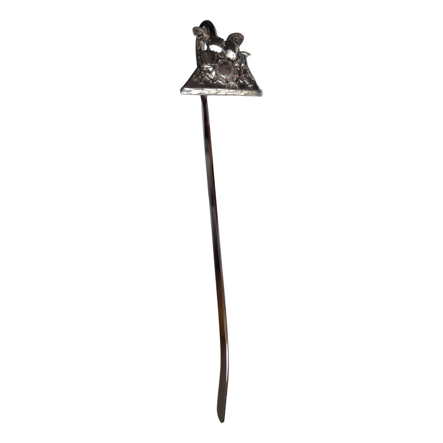 Drum Kit pewter metal flattened stem bookmark image 0