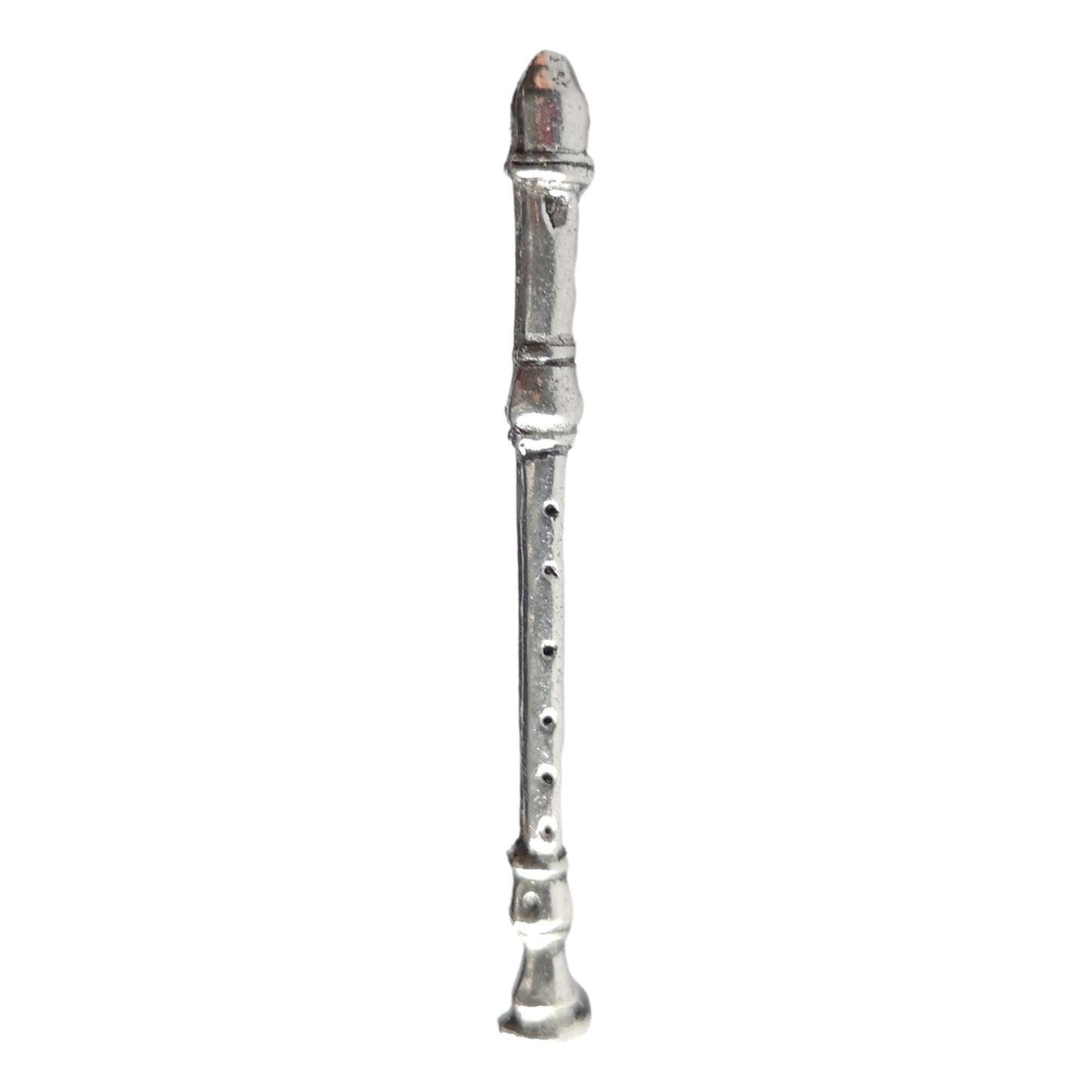 Recorder polished pewter metal lapel pin image 0