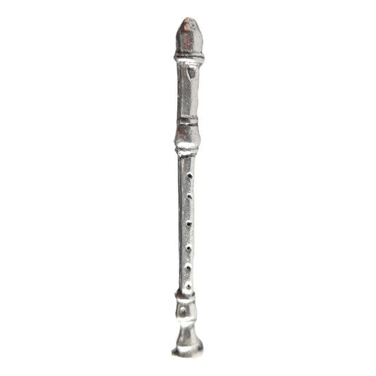 Recorder polished pewter metal lapel pin image 0