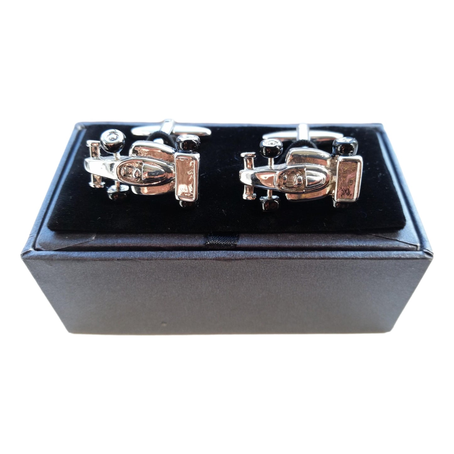 Formula Racing Car Motor Sport silver-plated torpedo cufflinks padded gift box image 1