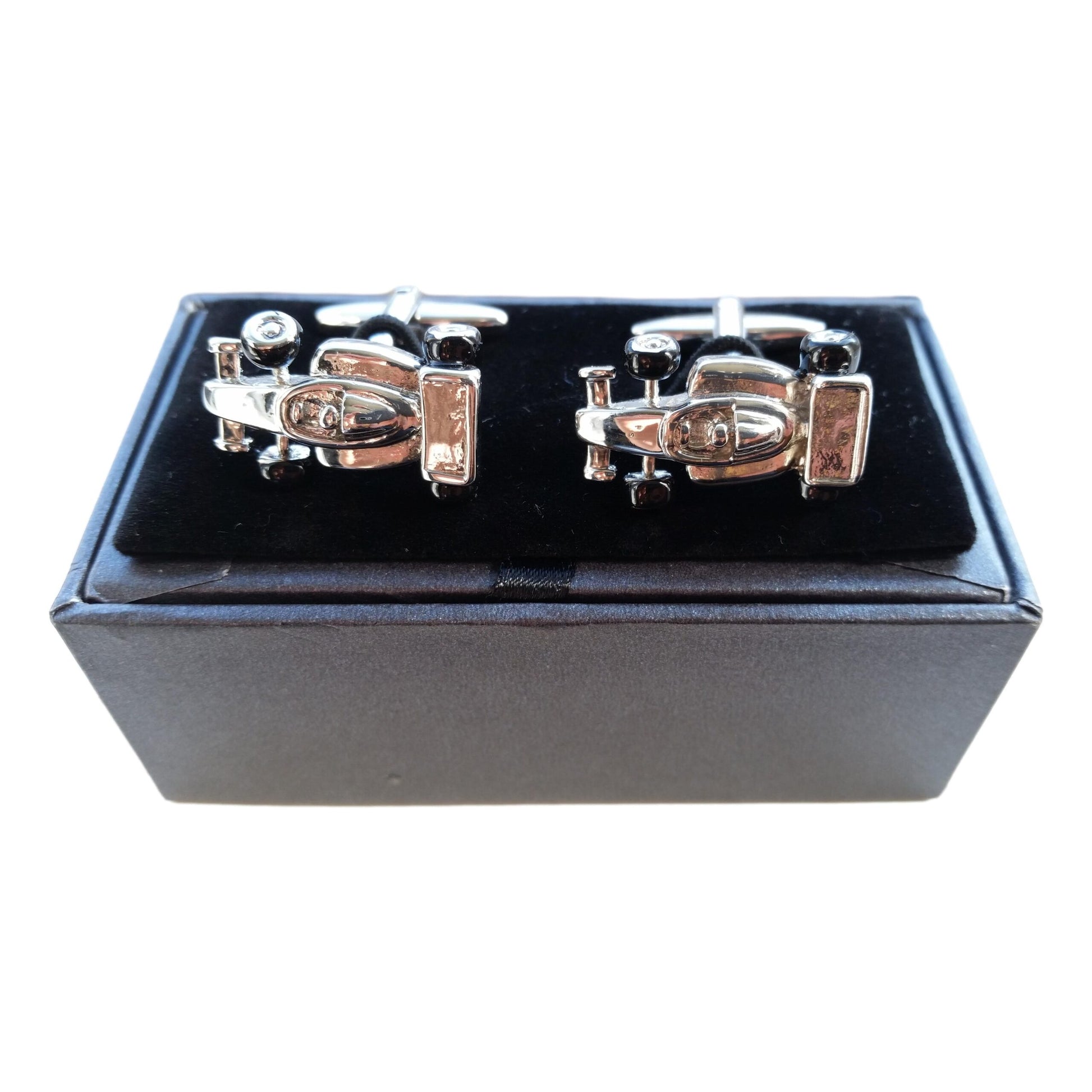 Formula Racing Car Motor Sport silver-plated torpedo cufflinks padded gift box image 1