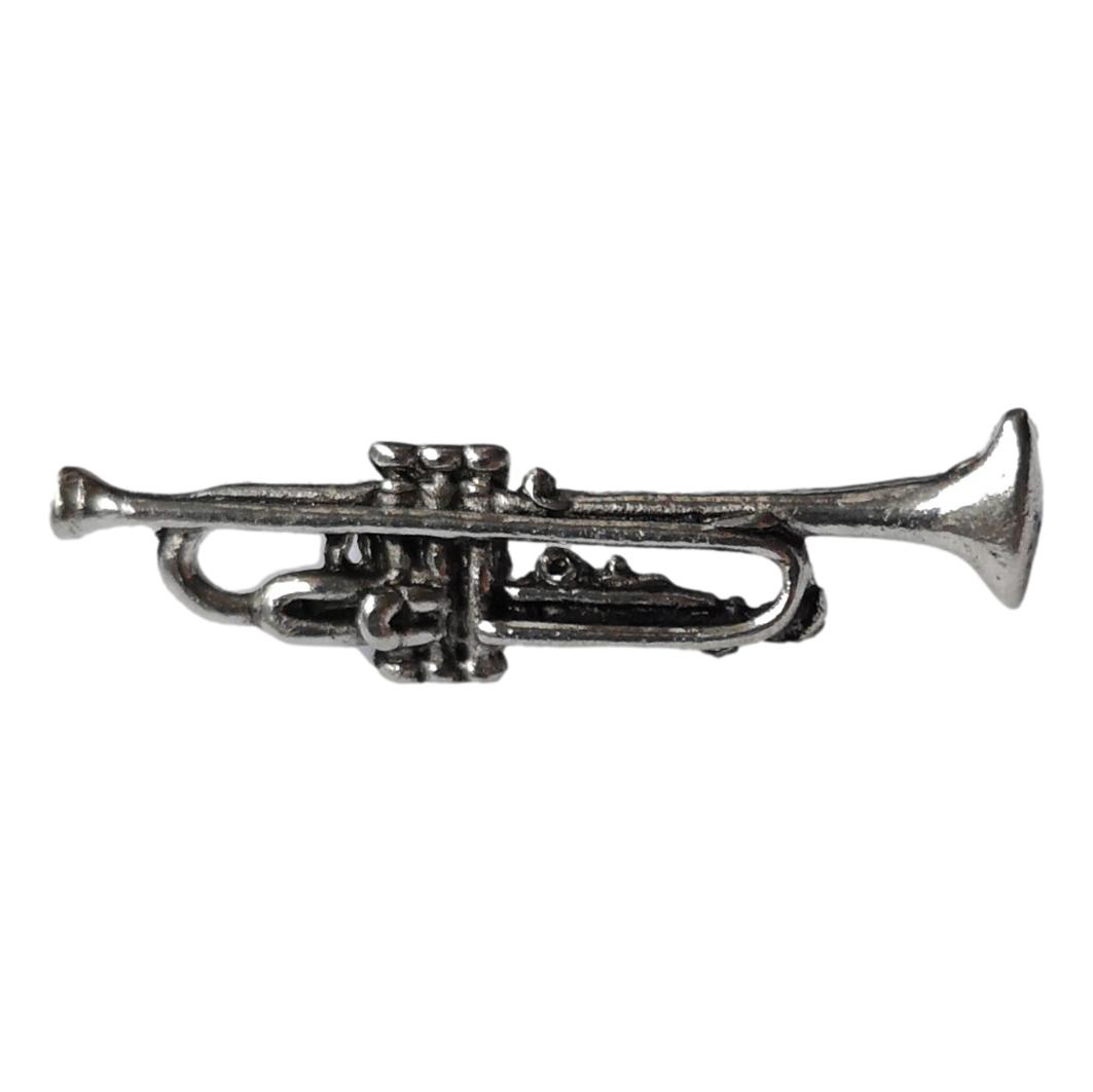 Trumpet Jazz Musician polished pewter metal lapel pin image 0