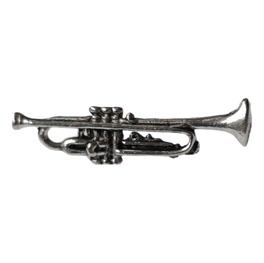 Trumpet Jazz Musician polished pewter metal lapel pin image 0