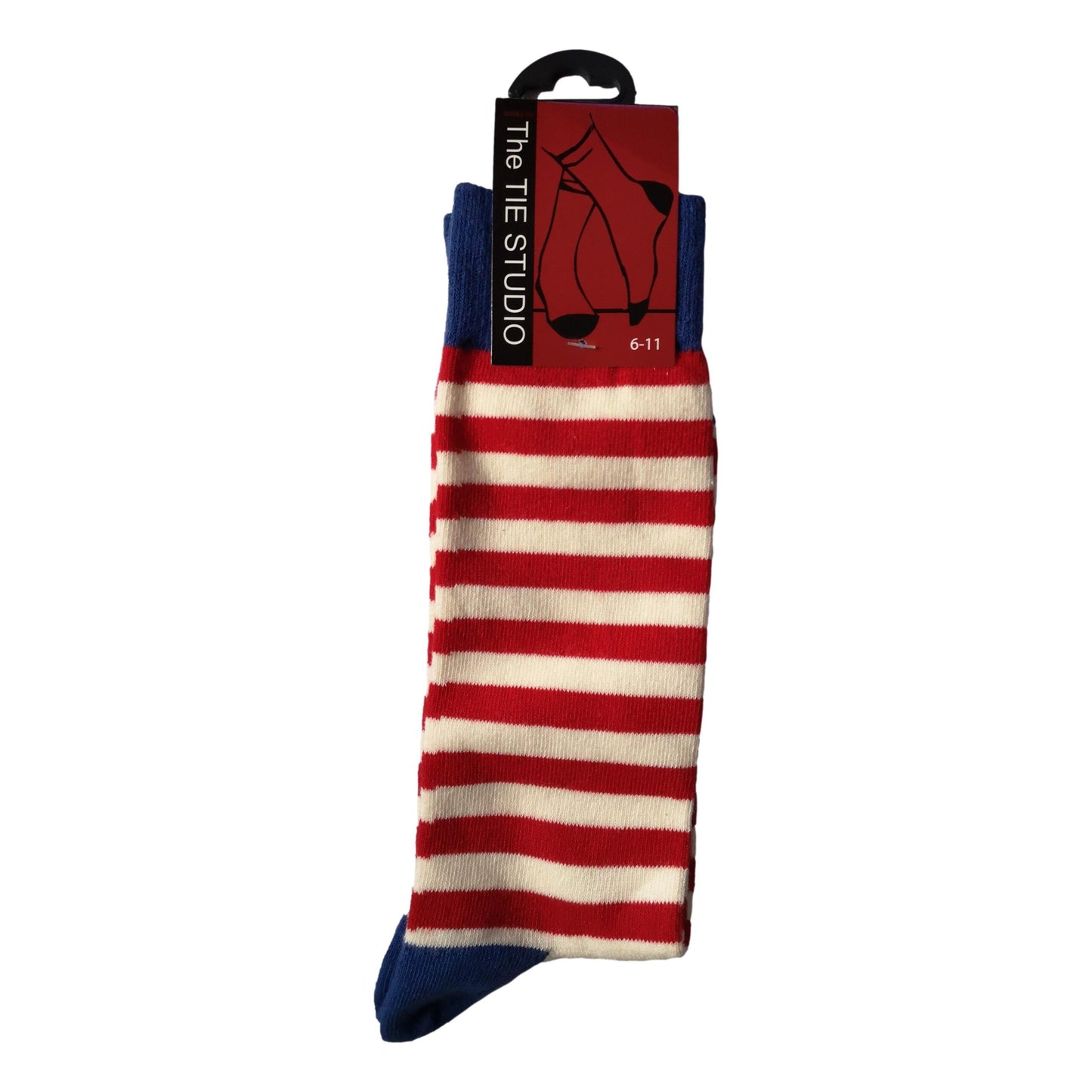 Red White Stripes Groovy Cottonrich Unisex Novelty Ankle Socks UK Size 6-11 image 0
