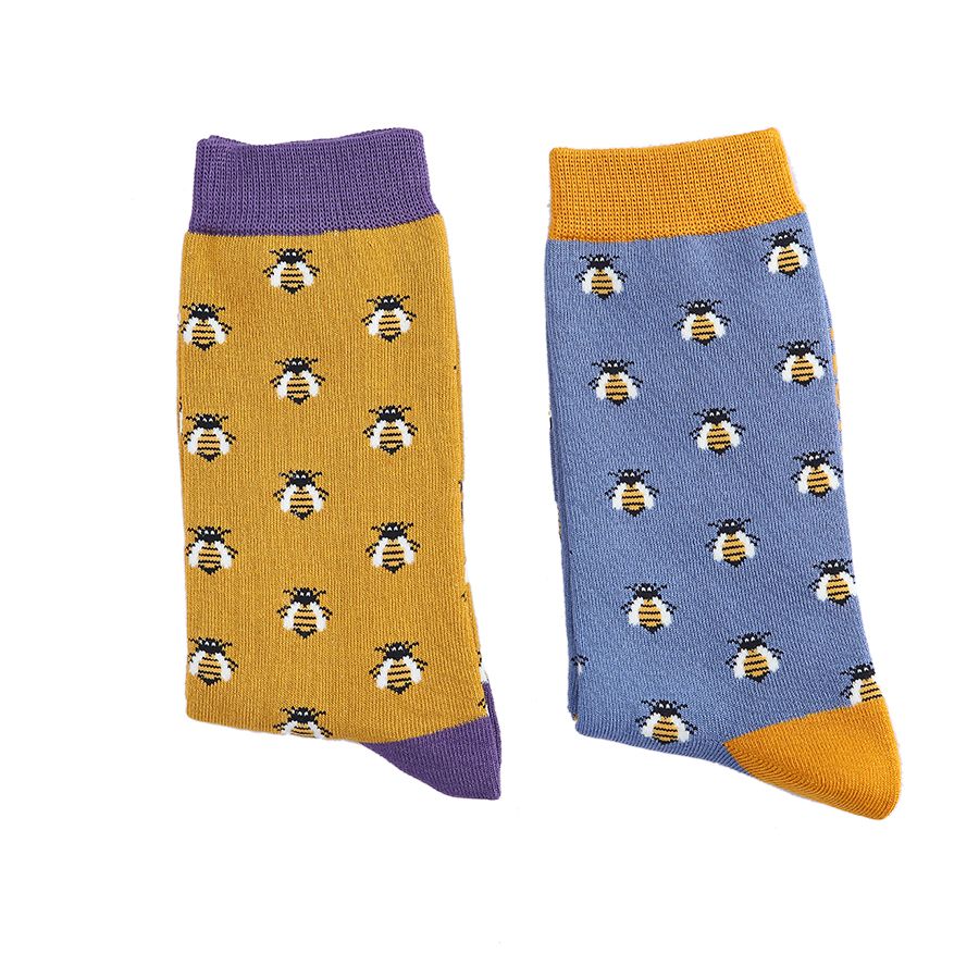 Honey Bees on Mustard Yellow Mens Novelty Ankle Socks Adult One Size image 2
