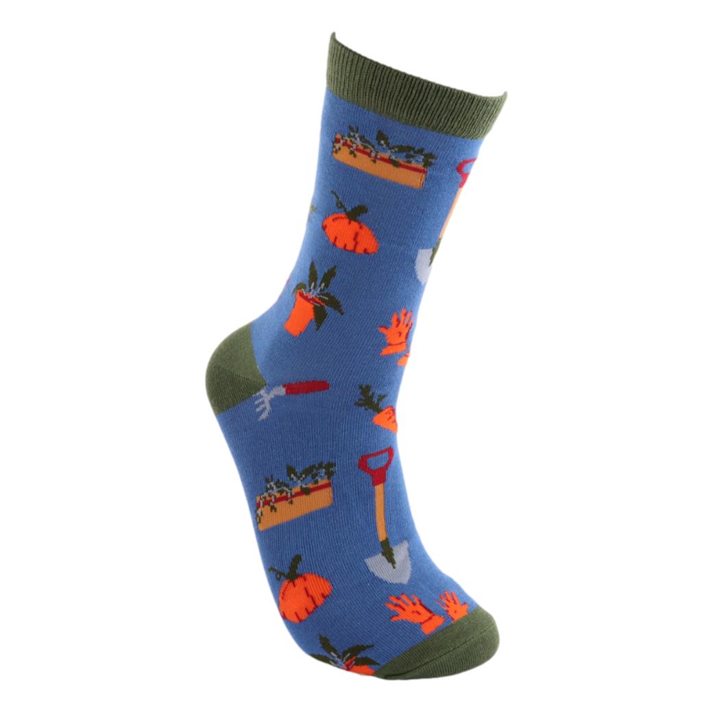 Gardener's Tools on Denim Blue Mens Novelty Ankle Socks Adult One Size image 2