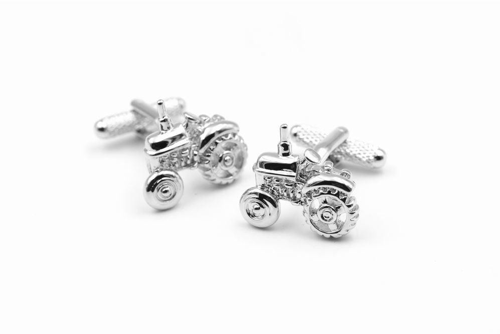 Polished Silver Cabless Traditional Tractor silver-plated torpedo cufflinks in padded gift box image 0